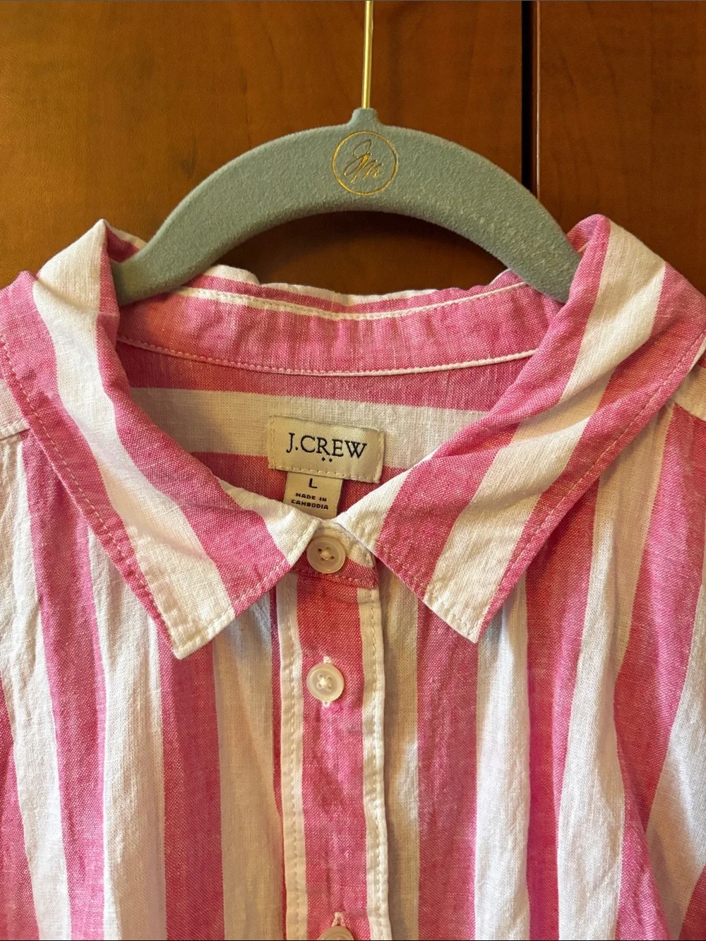 J. Crew Vertical Stripe Button-Front Linen Shirt